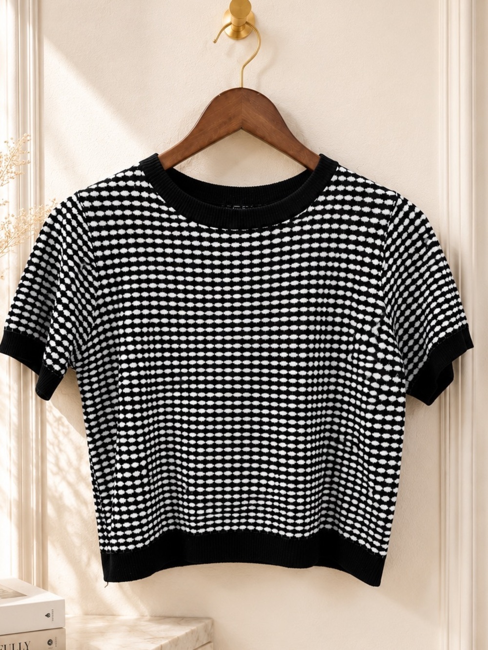 Old Money Knit Sweater Top Black White Quiet Luxury Coastal Chic XL